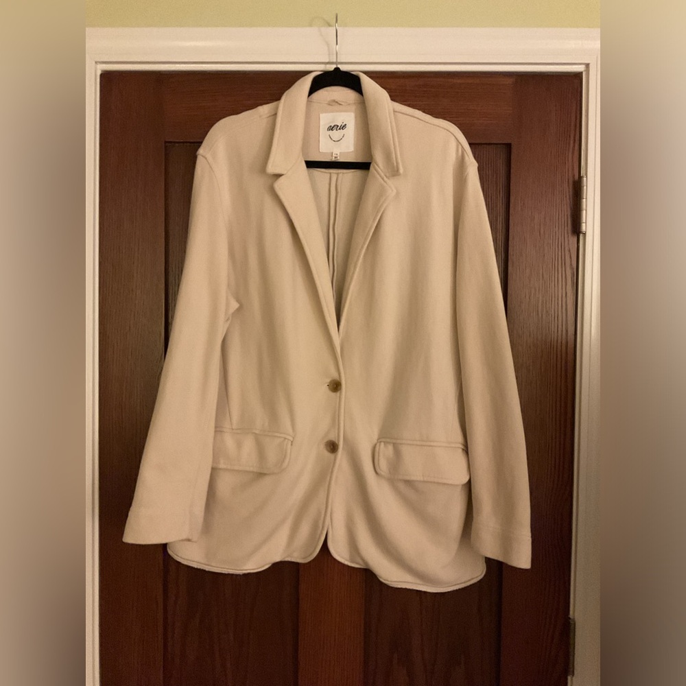 Aerie Cream Sweatshirt Fleece Blazer Jacket – Size Large (L)